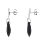 Sterling Silver Whitby Jet Flat Pear Shaped Drop Earrings E2563_2