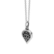 Sterling Silver Whitby Jet Flore Filigree Small Heart Necklace. P3629._2
