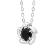 Sterling Silver Whitby Jet Flower Necklace
