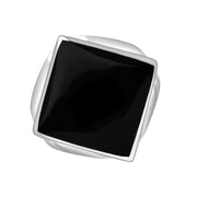 Sterling Silver Whitby Jet Hallmark Small Rhombus Ring D, R606_FH.