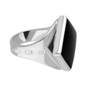 Sterling Silver Whitby Jet Hallmark Small Rhombus Ring