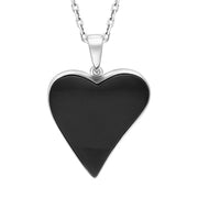 Sterling Silver Whitby Jet Heart Necklace, PUNQ0009284