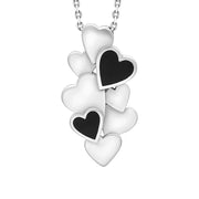 Sterling Silver Whitby Jet Hearts Drop Necklace, P2086