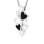 Sterling Silver Whitby Jet Hearts Drop Necklace D