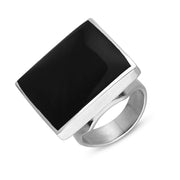 Sterling Silver Whitby Jet Jubilee Hallmark Collection Medium Square Ring, R604_JFH.