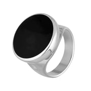 Sterling Silver Whitby Jet Jubilee Hallmark Collection Small Round Ring, R609_JFH.