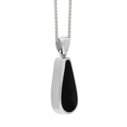 Sterling Silver Whitby Jet Lapis Lazuli Small Double Sided Pear Cut Fob Necklace, P835_3.