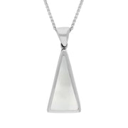 Sterling Silver Whitby Jet Mother Of Pearl Small Double Sided Triangular Fob Necklace, P834.