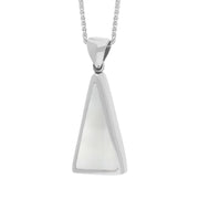 Sterling Silver Whitby Jet Mother Of Pearl Small Double Sided Triangular Fob Necklace, P834_3.