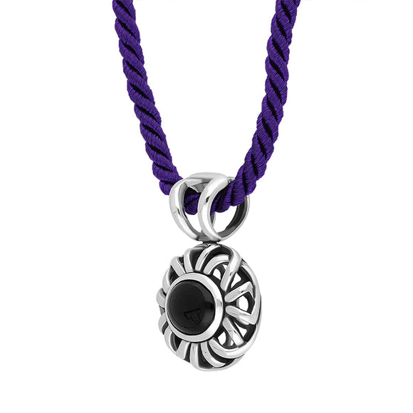 Sterling Silver Whitby Jet Openwork Corded Necklace D