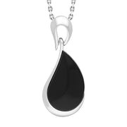 Sterling Silver Whitby Jet Organic Curved Pear Drop Necklace P1476