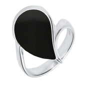 Sterling Silver Whitby Jet Pear Twist Ring, R0851