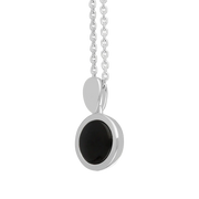 Sterling Silver Whitby Jet Round Open Back Necklace