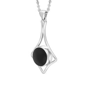 Sterling Silver Whitby Jet Round Open Edge Necklace D