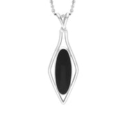 Sterling Silver Whitby Jet Round Open Frame Necklace, PUNQ0008138