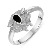 Sterling Silver Whitby Jet Sheep Ring, R1245.
