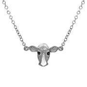 Sterling Silver Whitby Jet Single Cow Necklace N1158