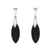 Sterling Silver Whitby Jet Slim Marquise Drop Earrings E1017