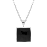Sterling Silver Whitby Jet Small Square Pendant, P1809.