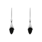 Sterling Silver Whitby Jet Tapered Marquise Drop Earrings E756