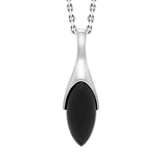 Sterling Silver Whitby Jet Tapered Marquise Necklace, P1092