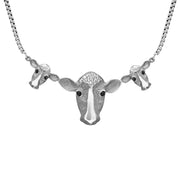 Sterling Silver Whitby Jet Triple Cow Necklace N1159