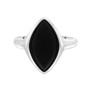 Sterling Silver Whitby Jet Wide Marquise Ring, R2071
