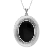 Sterling Silver Yellow Gold Plated Whitby Jet Dracula 125 Year Anniversary Large Oval Pendant P3681_3