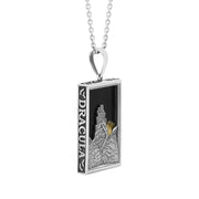 Sterling Silver Yellow Gold Plated Whitby Jet Dracula 125 Year Anniversary Rectangle Pendant P3682_2