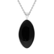 Sterling Silver Yellow Gold Plated Whitby Jet Marquise Necklace, P3546_3.