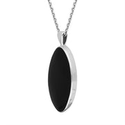 Sterling Silver Yellow Gold Plated Whitby Jet Marquise Necklace, P3546_4.