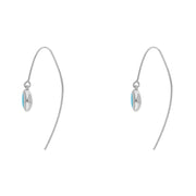 Sterling Silver Turquoise Star Disc Drop Earrings, E1371.